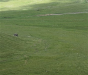 Rachel on track up hill