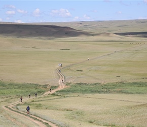 Phil descends through Gurvan Saikhan plateau