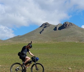 John celebrates top of First hill