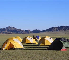 Early morning sun lights up the Camp Site