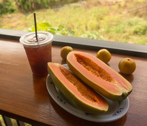 Very fresh papaya, given to me just 4 miles down the road