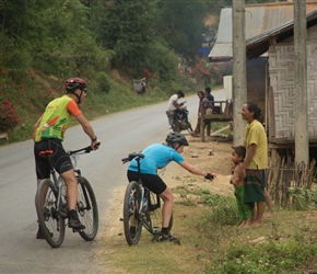 Sharon Greets family in Houn district Laos