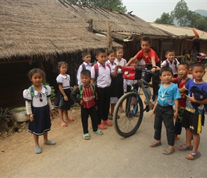 Local children test out Chris's bike