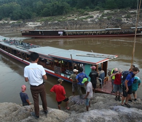 Disembarking the boat at Pak Beng, almost sorry to leave