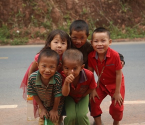 Local children at the coffee stop