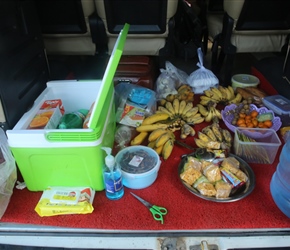 Quite some selection of snacks on the back up bus