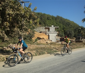 Sharon and Robin pass Chinese railway