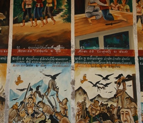 Educational murals on temple wall