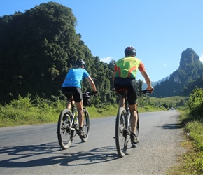 Sharon and Robin head into Karst scenery