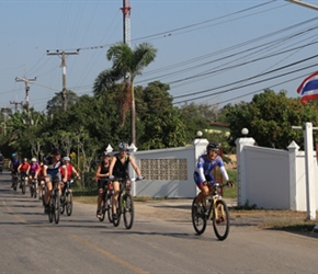 Tao our cycling guide leads out