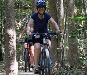 Margaret Westhead through woods in Angkor Wat complex