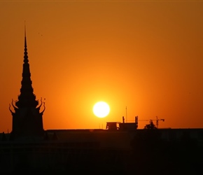 Sunset over Phnom Pehn from Mekong Cruise