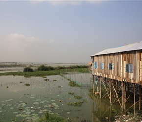 Sheds and water near start