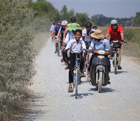 Cambodian Cyclist holds off the peleton