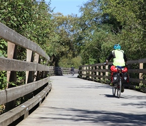 Keith on tressle bridge, Victoria cycleway