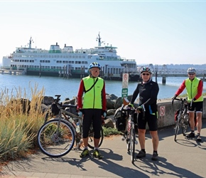 Keith, Phil and Tony wait for ferry