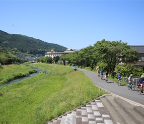 Leaving Yufuin along river