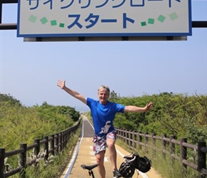 Neil at start of cycle path