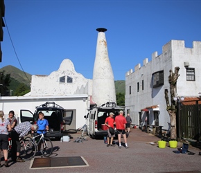 Setting up the bikes at Yufuin