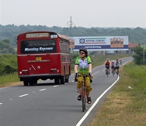 Ian on the road from Passikudah