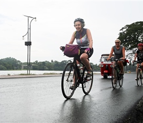 Janet next to Uda Walawe Reservoir