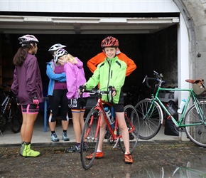 Laurence in wet weather gear