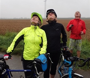 Caroline, Jane and Neil check out windmill