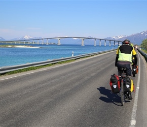 Jack approaches bridge near Stockmarknes