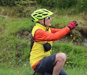 Christine Collin taking pictures of us labouring up the hill