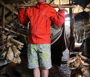 Neil and fish heads at the museum