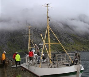 Unloading bikes at Nysfjord