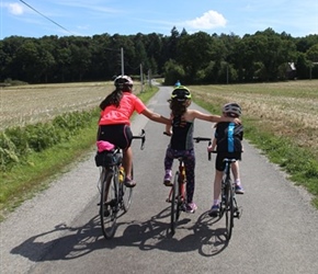 Hannah, Ella and Hannah being pushed