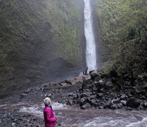 Irene at waterfall at Les Cascades