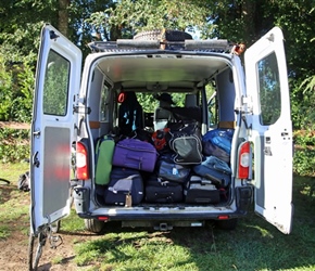 Van filled with our luggage