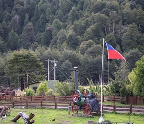 Flag and Steam engine. Many of these lying about. Built in the UK, often with original plaques, shipped over, used, now redundant