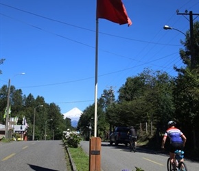 Lorna past Chilean Flag