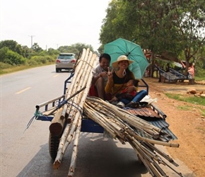 Couple on trailer on Highway 5