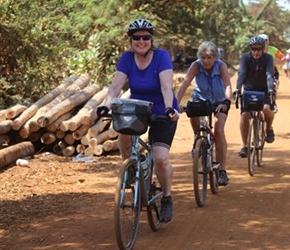 Jo on red road near Kampong Chhnang