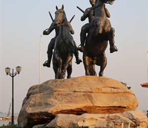 The Royal Warrier statue on Riverside Walk, Phnom Penh