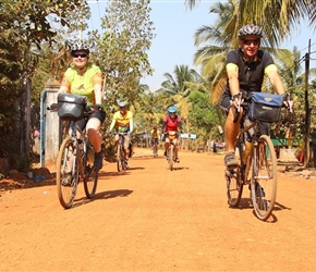 Jo and Steve on red road to Sihanoukville