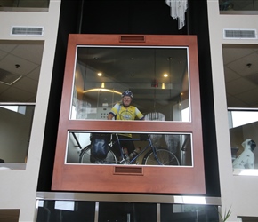 Peter also takes the lift down with their bikes at the Garibaldi Inn