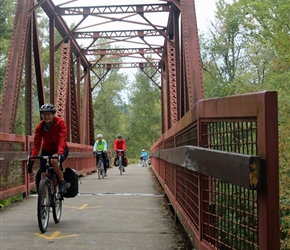 Diane on the Dorena Lake Cyclepath