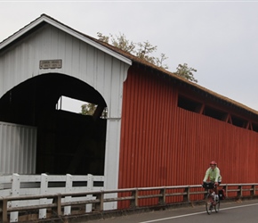 Carel passes Currin Covered Bridge