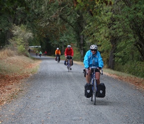 Linda on the Dorena Lake Cyclepath