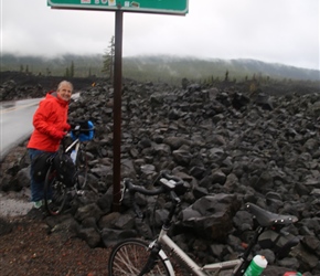 Neil at the top of the McKenzie pass, we didn't hang about very long as it was  really cold