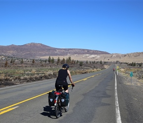 Diane starts the climb through Warm Springs Reservation