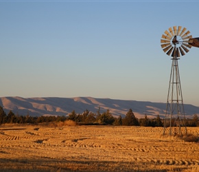 Windmill in evening light near Maupin