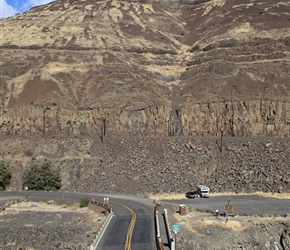 Ian crosses the bridge on the Deschutes River Road