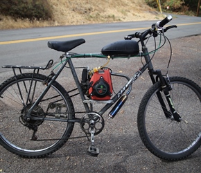 Petrol bike, it does 75 miles to the gallon apparently, but your legs might roast