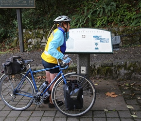 Linda checks out one of the many interpretive signs